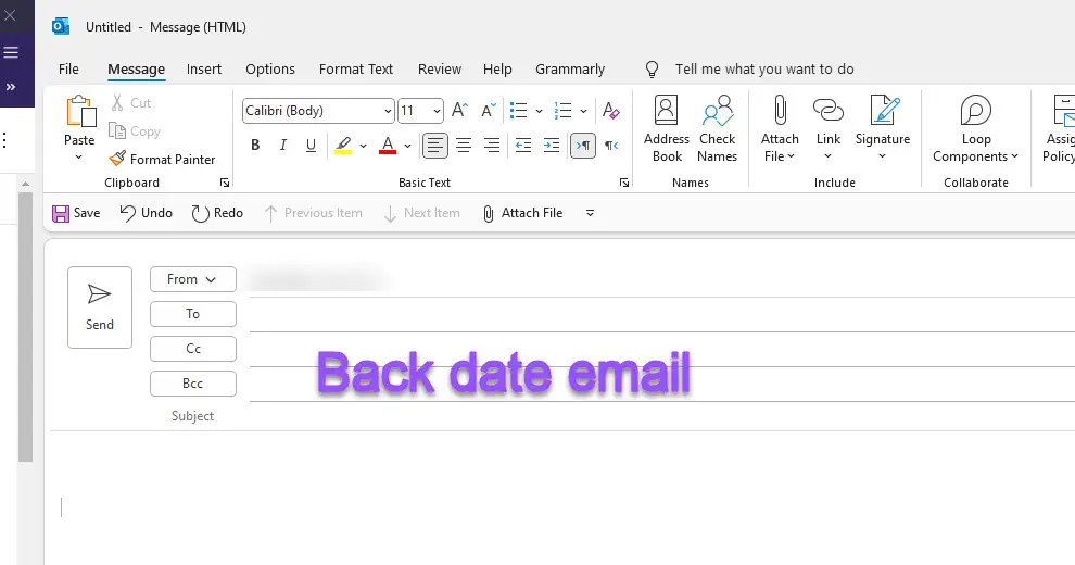 Back date email in outlook